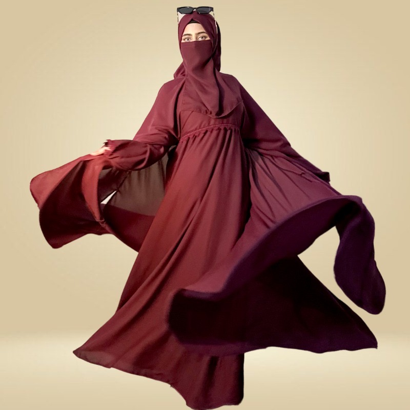 Royal Cape abaya (maroon) - Image 5