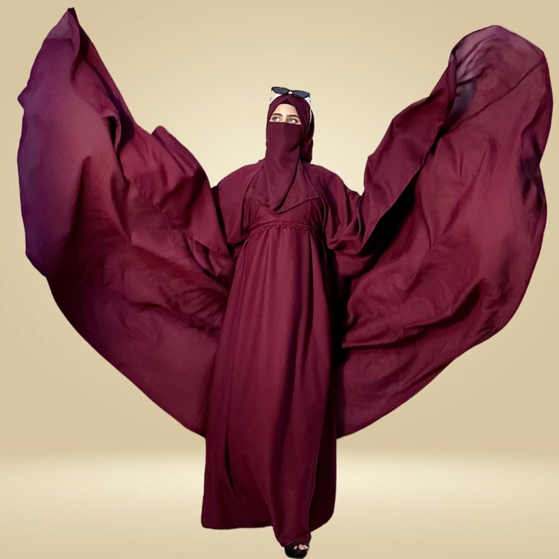 Royal Cape abaya (maroon) - Image 7