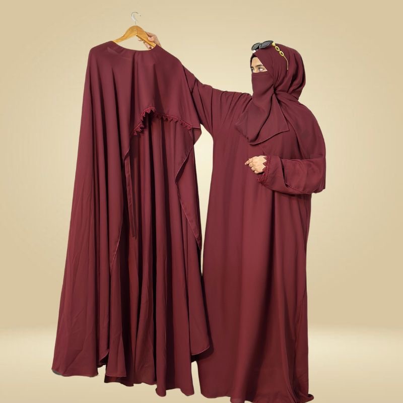 Royal Cape abaya (maroon)