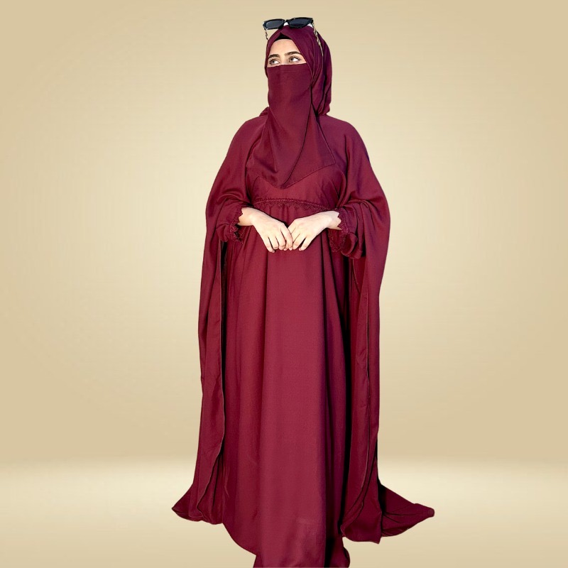 Royal Cape abaya (maroon) - Image 3