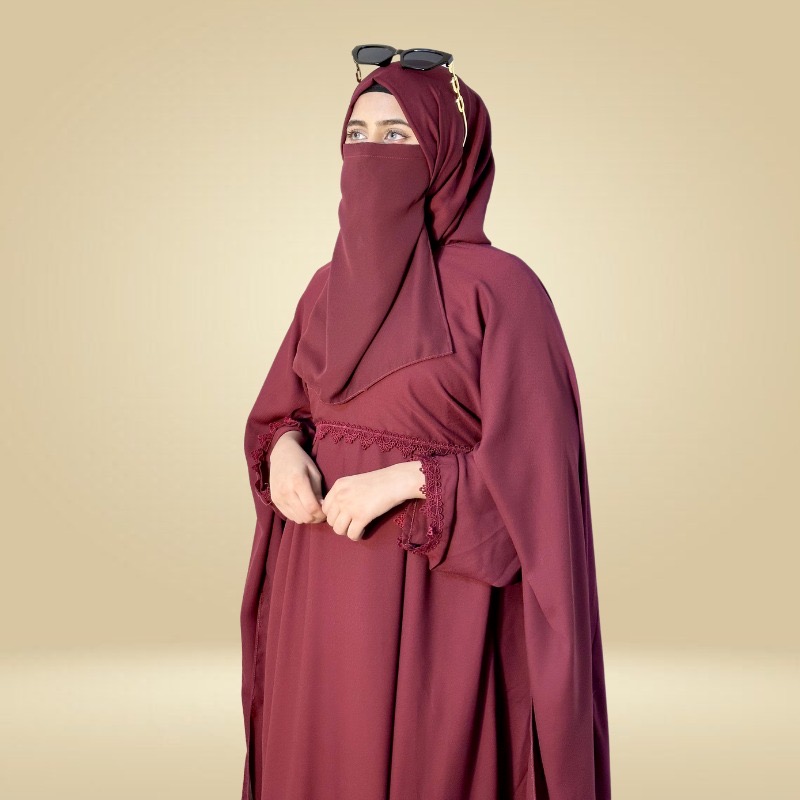 Royal Cape abaya (maroon) - Image 6