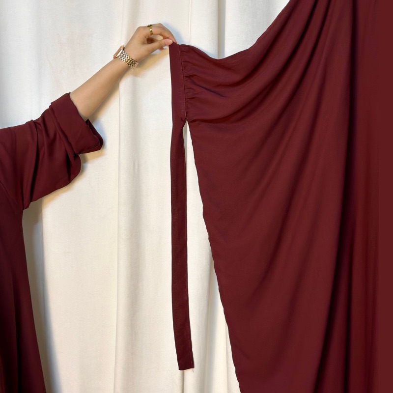 4 piece tie kaftan abaya (maroon) - Image 6