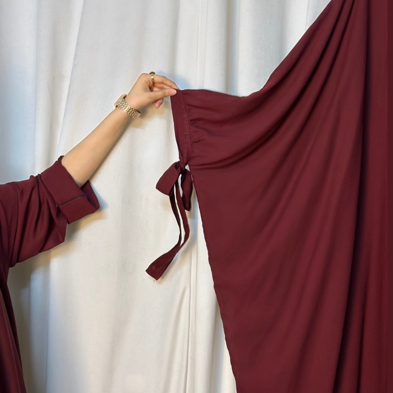 4 piece tie kaftan abaya (maroon) - Image 7