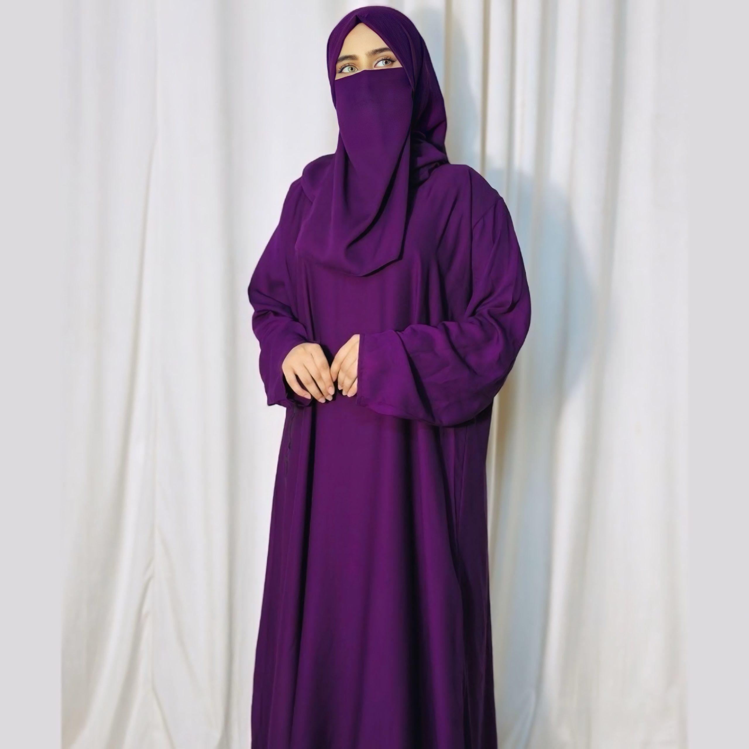 4 Piece tie Abaya Set (purple) - Image 5