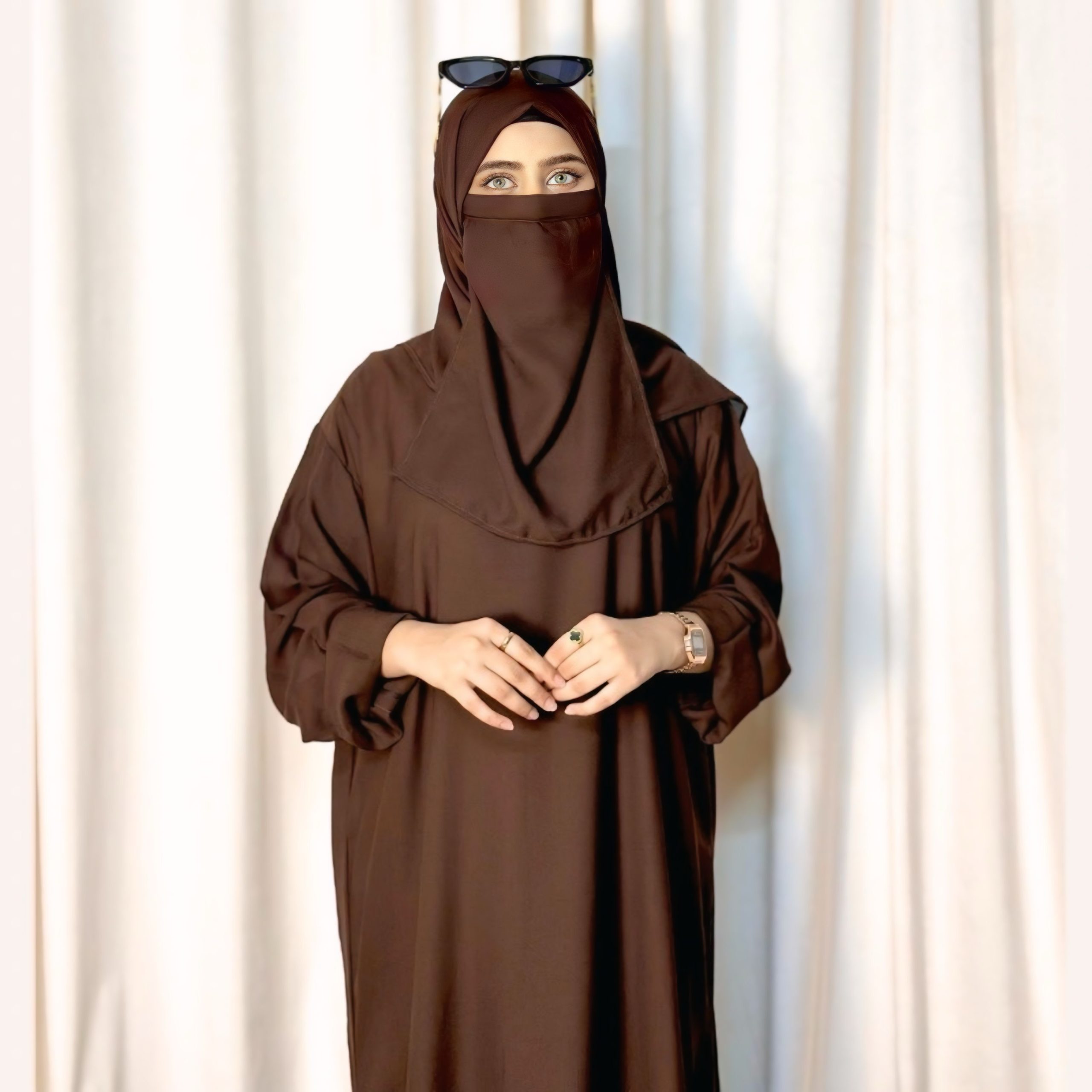 4 Piece tie kaftan abaya (brown) - Image 3