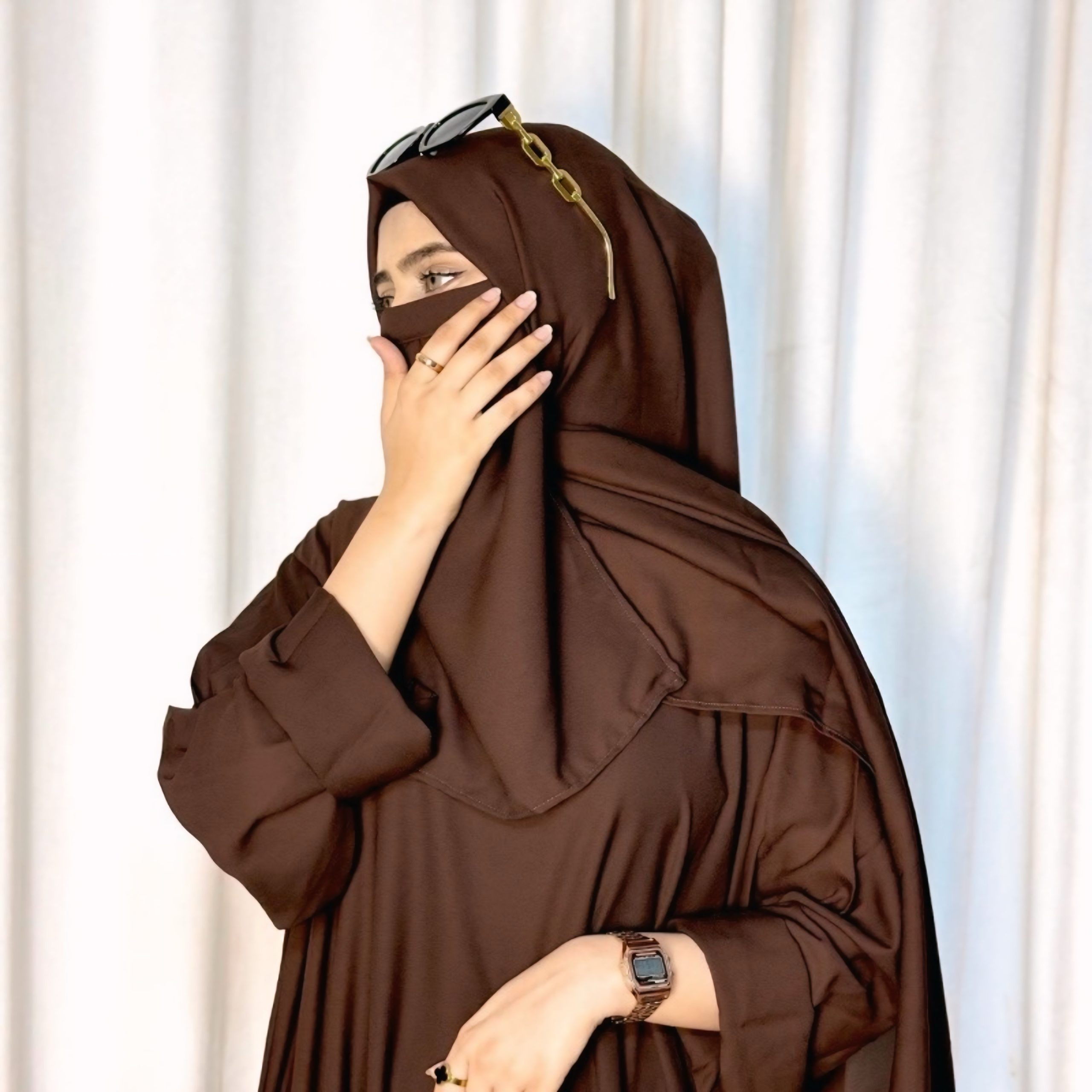 4 Piece tie kaftan abaya (brown) - Image 4