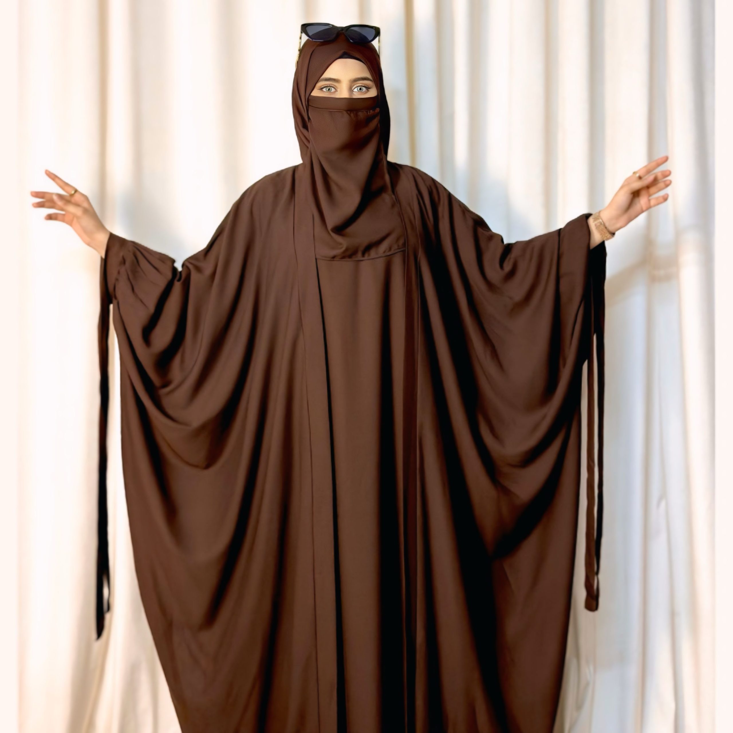 4 Piece tie kaftan abaya (brown) - Image 5