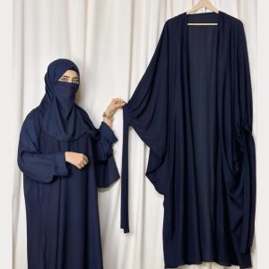 4 piece tie kaftan abaya (blue)