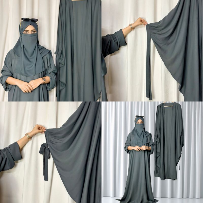 4 Piece tie kaftan abaya (brown) - Image 12