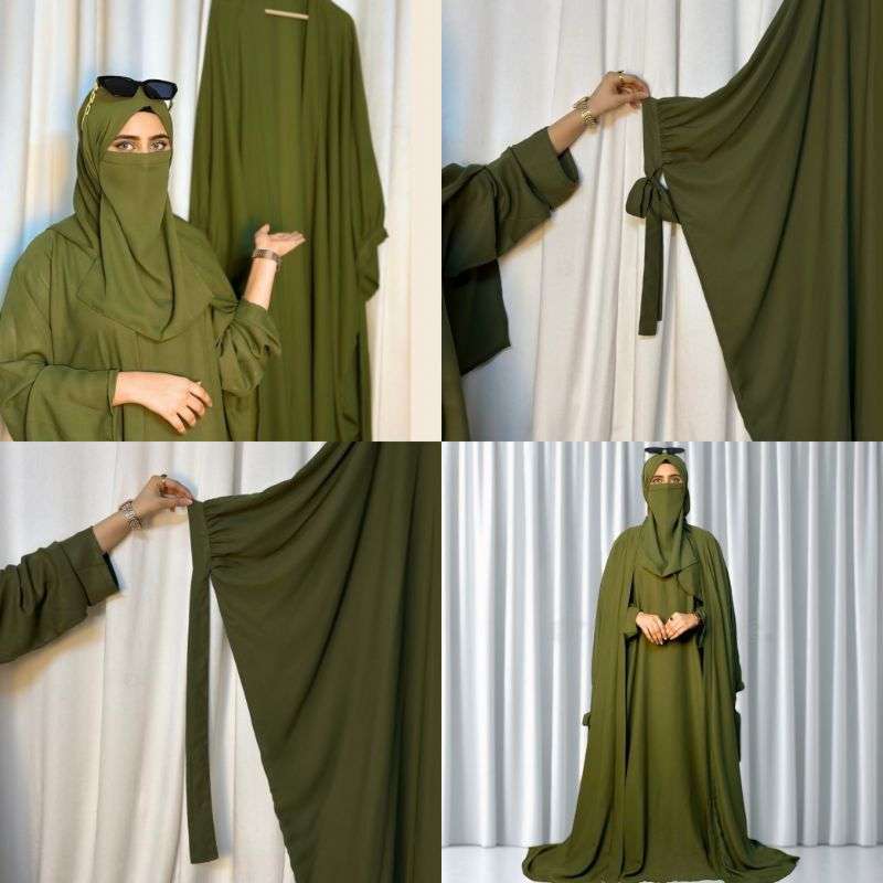 4 Piece tie kaftan abaya (brown) - Image 14