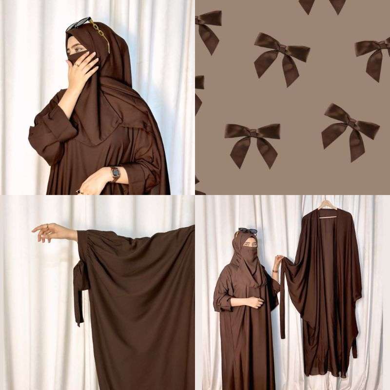 4 Piece tie kaftan abaya (brown) - Image 10