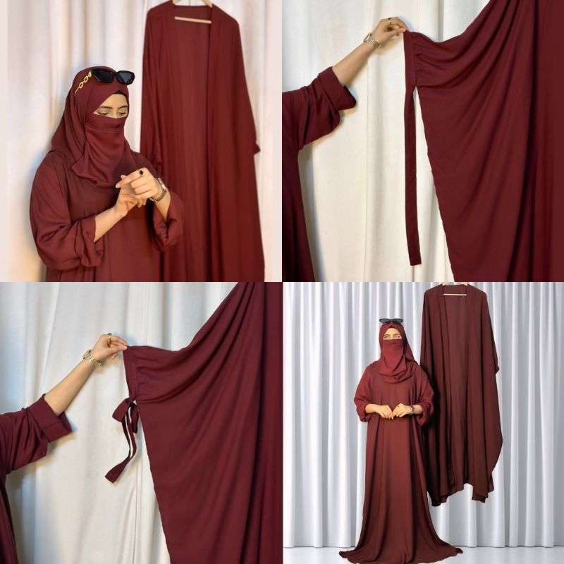 4 Piece tie kaftan abaya (brown) - Image 15