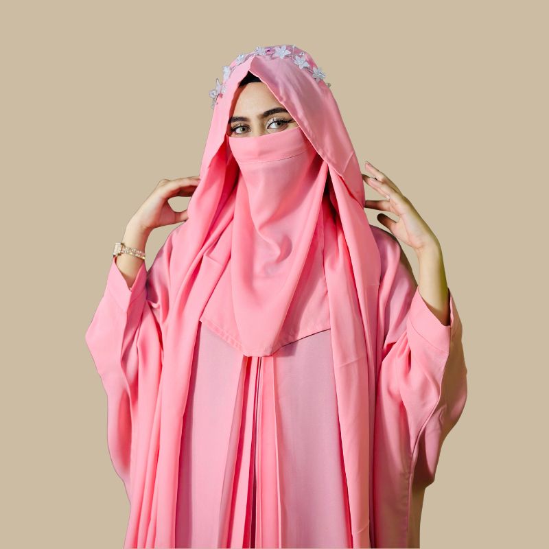 Plain pleated kaftan (Blue) - Image 8