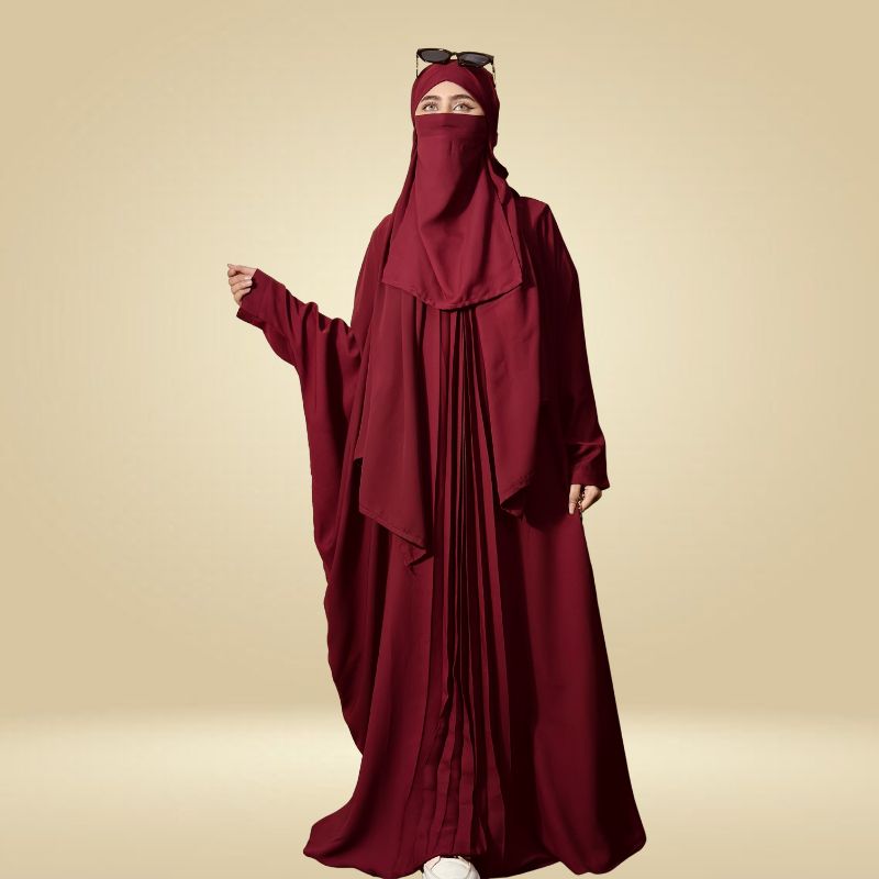 Plain pleated kaftan (Blue) - Image 7