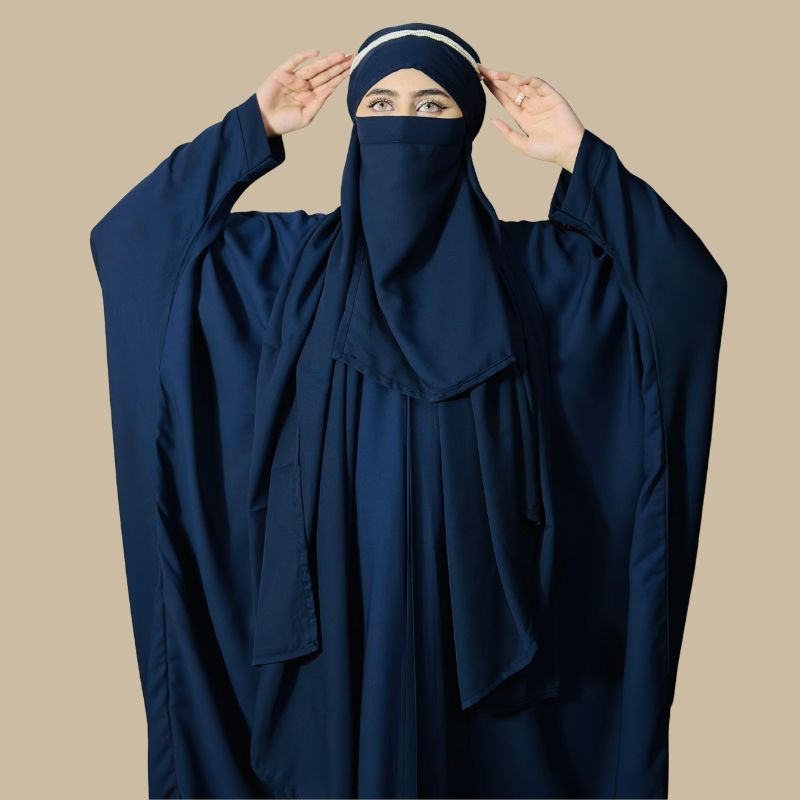 Plain pleated kaftan (Blue) - Image 2