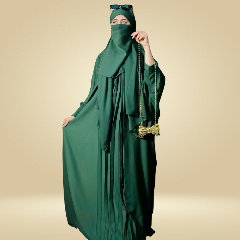 Plain pleated kaftan (Blue) - Image 6