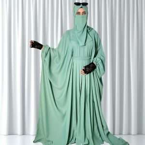 (sage green) pleated kaftan abaya