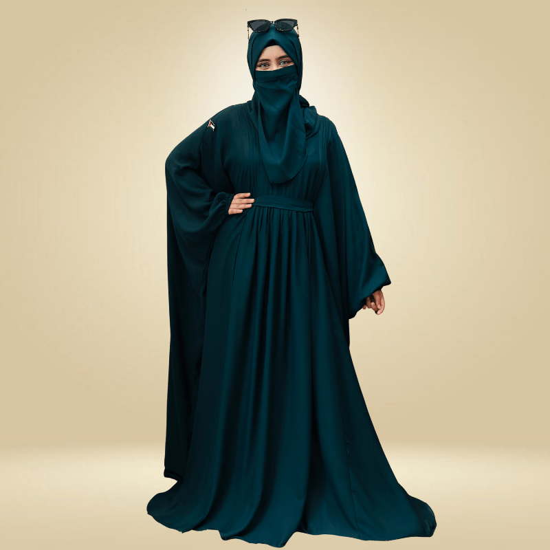 4 pcs Pleated Kaftan ABAYA (GREEN)