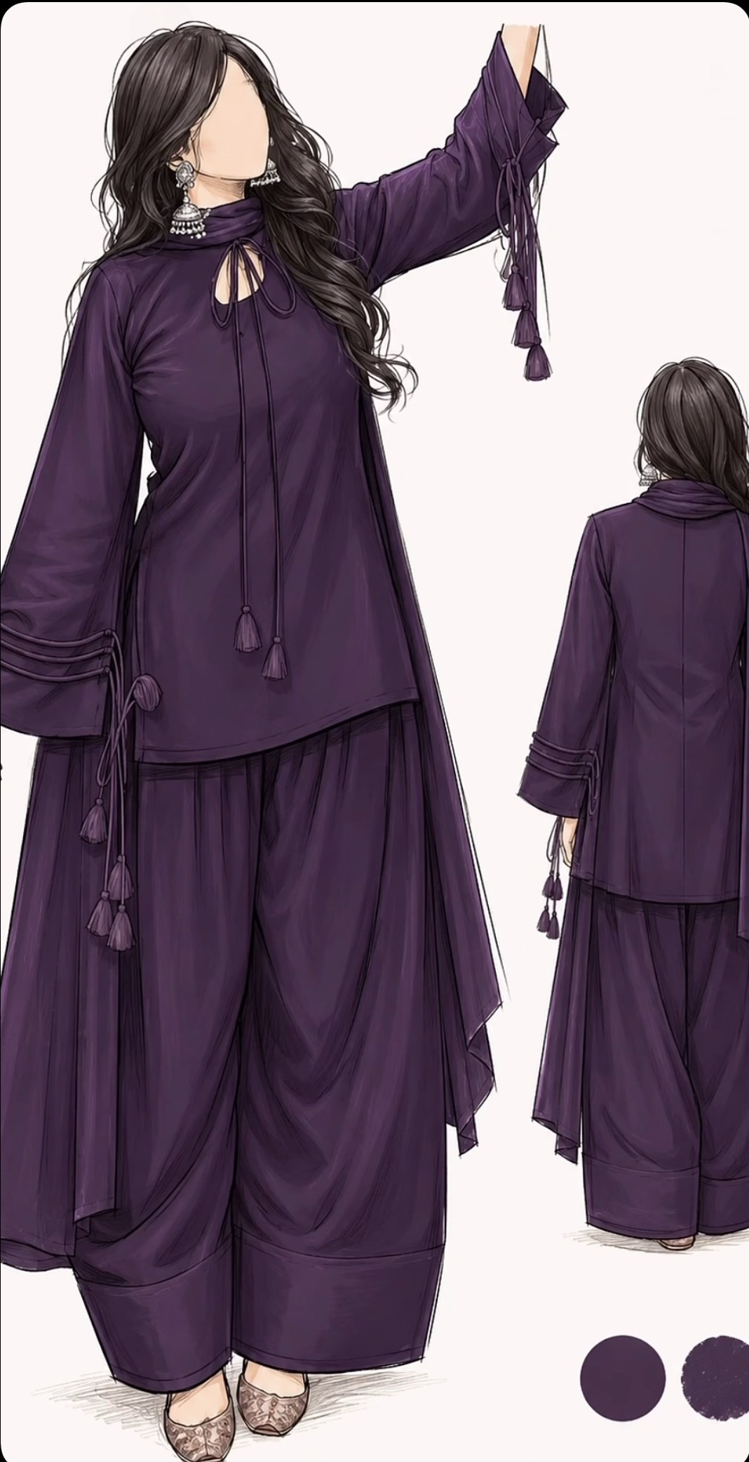 Purple farshi shalwar dress - Image 2