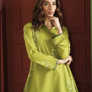 Lulusar Inspired Premium Silk Kurti Set – 2 Piece Green & Blue