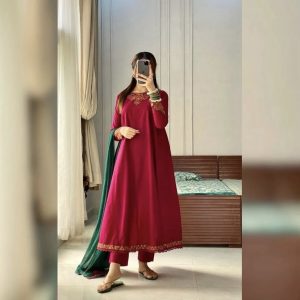 NAQOOSH Inspired Long Length Maxi – 3 Piece Semi Formal Suit